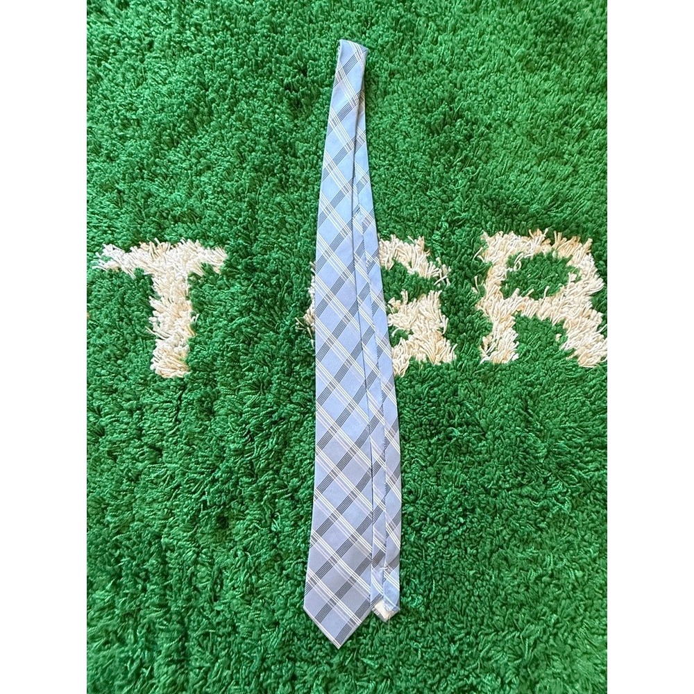 Unbranded Plaid Necktie Mens‎ One Size Light Blue Excellent Business Formal Tie
